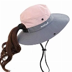 Damen Faltbarer Sonnenhut Sommerhut UV Schutz Wanderhut Fischerhut Gartenhut Wasserdicht Outdoor Buschhut mit Verstellbare Kinnband(Pink)