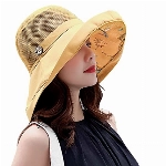 Damen Mesh Sonnenhüte Sommer UV-Schutz breite Krempe Strand Angeln Cap, gelb, Einheitsgröße