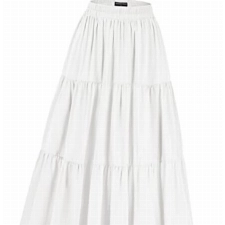 Damen Mittelalter Röcke mit Taschen A-Linie Maxirock Elastische Hohe Taille Festlicher Swing-Rock Weiß L