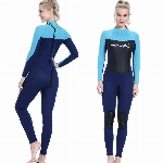 Damen Neoprenanzug - 3mm Neopren Ganzkörper Lange Ärmel Tauchanzug UV-Schutz Rücken-Reißverschluss Badeanzug zum Tauchen Surfen Schnorcheln Wassersport