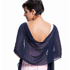 Damen-Schal aus Seide, Pashmina, für Hochzeit, Abendveranstaltung, Zeremonie, Party, 180 cm x 70 cm, Dunkelblau