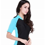 Damen Schwimmanzug Lang UV-Anzug UPF>50 Schutzkleidung Sunsuit Ganzk?rperansicht Badeanzug, - Blau-2 - S