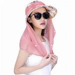 Damen Sommer Sonnenhut Anti-UV Hut, Frauen Strandhut Sommerhut , doppelfunktionale Hüte Kappe mit abnehmbarer Nackenschutz