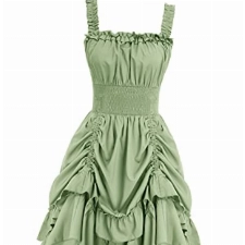 Damen Sommerkleid Mittelalter Rockabilly Kleider Ärmellos A Linie Cocktail Kleid L Hellgrün