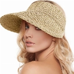 Damen Sonnenhüte mit breiter Krempe zum Aufrollen, faltbar, Golfhut, beige / braun, Einheitsgröße