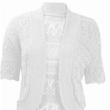 Damen Strick-Bolero, gehäkelt, vorne offen, Gr. 44-56 Gr. 48-50, weiß