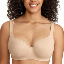 DELIMIRA Damen T-Shirt BH mit Bügel Nahtloser Große Größen Gepolstert Beige 95D