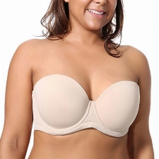 DELIMIRA Damen Trägerloser BH - Bügel BH mit geformte Cups Beige 95C