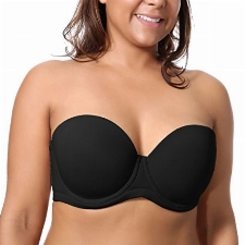 DELIMIRA Damen Trägerloser BH - Bügel BH mit geformte Cups Schwarz 95D