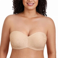 DELIMIRA Damen Trägerloser BH Jacquard mit Bügel ohne Einlagen Große Größen Beige 85D
