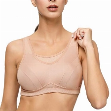 Deyllo Damen Sport BH Starker Halt Große Größen Sport-BH für Fitness Lauf Yoga(Nude,40DD / 90E)