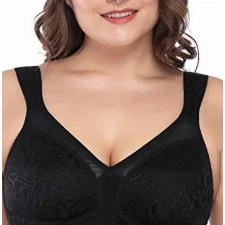 Deyllo Damen Vollschalen Minimizer BH Nicht Bügel Große Größen BH Klassischer (Schwarz,95D)