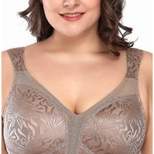 Deyllo Damen Vollschalen Minimizer BH Nicht Bügel Große Größen BH Klassischer (Toffee,95E)