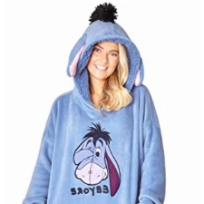 Disney Übergroße Hoodie Decke Damen Stitch Oversized Kapuzenpullover Madchen (Blau Eeyore)