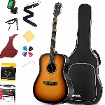 Donner Gitarre Akustik Anfänger Erwachsene Akustikgitarre Kit Einsteiger 4/4 Dreadnought 41 Zoll Gitarren mit 6 Saiten Gigbag Capo Plektren Gurt (Sunburst）