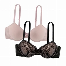 Dorina Damen T-Shirt T-Shirt BH CHLOE-2PP D17180E7, 2er Pack, Gr. 90B, Mehrfarbig (Schwarz/Blush V00)