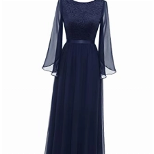 DRESSTELLS Abendkleid Lang Ballkleider Damen Lang Braut Ballkleid Damen Lang Brautkleider für Schwangere Navy 3XL