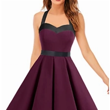 DRESSTELLS Damen 50s Kleid Rockabilly ärmellos Cocktailkleid Damen Vintage Kleider 50er Jahre Partykleider Burgundy Black XL