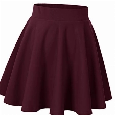 DRESSTELLS Damen Basic Solide Vielseitige Dehnbar Informell Mini Glocken Rock Burgundy L