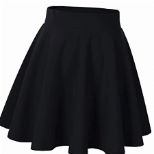 DRESSTELLS Damen Basic Solide Vielseitige Dehnbar Informell Mini Glocken Rock Schwarz M