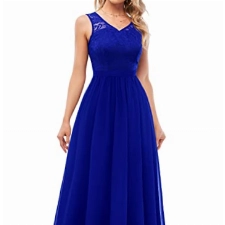 DRESSTELLS Damen Brautjungfernkleider lang elegant Chiffon Abendkleid Maxilang Royalblue 2XL