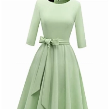 DRESSTELLS Damen Kleider Damen festlich Vintage Retro Kleider Rockabilly Kleid Tee Kleider mit Gürtel LightGreen XL