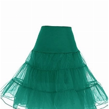 DRESSTELLS Damen Unterrock Tuell Petticoat Reifrock Underskirt Crinoline für Rockabilly Kleid Dark Green S