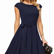 DRESSTELLS Petticoat Kleid Damen Kleider für mollige Frauen Retro Kleider elegant Hochzeits Gast Kleid Cocktailkleid Navy L