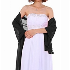 Dressystar Chiffon Stola Schal für Kleider in verschiedenen Farben Schwarz 160cm*50cm