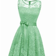 Dressystar DS0009 Abendkleid Ärmellos Kurz Brautjungfern Kleid Spitzen Rundhals Damen Kleider Mintgrün S