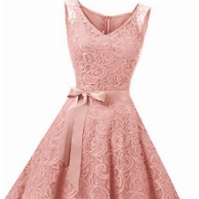 Dressystar DS0010 Brautjungfernkleid Ohne Arm Kleid Aus Spitzen Spitzenkleid Knielang Festliches Cocktailkleid Blush S