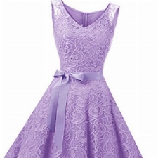 Dressystar DS0010 Brautjungfernkleid Ohne Arm Kleid Aus Spitzen Spitzenkleid Knielang Festliches Cocktailkleid Lavender M