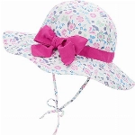 Durio Sonnenhut Baby Mädchen Jungen Kinder Sonnenschutz UPF 50 Sommer Kinderhut Fischerhut mit Breite Krempe Weiße Blumen 4-8 Jahre