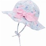 Durio Sonnenhut Baby Mädchen Jungen Kinder Sonnenschutz UPF 50 Sommer Kinderhut Fischerhut mit Breite Krempe 2-4 Jahre Blaue Blumen