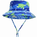 Durio Sonnenhut Baby UV Hut Kinder mit Breite Krempe Sommerhut Verstellbarer Faltbare mit Bindebändern und Nackenschutz Unterwasserwelt 2-4 Jahre (Tag Size L)