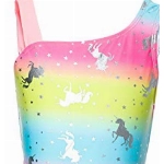 DUSISHIDAN Badeanzüge Mädchen, Süß Badebekleidung Mädchen Einteiler, Farbverlauf Gefärbt Einhorn 152-164 L(8-10)