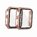 EDIMENS 2er Pack Hard PC Case Kompatibel mit Apple Watch Series 6 / SE / 5 / 4 44mm Damen Herren, Overall PC Case Slim Hartglas Displayschutz Schutzhülle für Apple iWatch 44mm SE Roségold