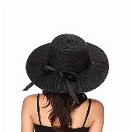 Eight Space Damen Strohhut, Klappbarer für Damen, Sonnenhut Strand Breite Krempe UV Schutz Floppy Faltbare Packable Große breite Krempe Cap Strandhut (Schwarz)