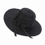 EightSpace Damen Strohhut, Sonnenhut Strand Breite Krempe UV Schutz Floppy Faltbare Packable Cap Strandhut (schwarz)