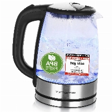 Emerio WK-119988 Glas Wasserkocher,1.7 Liter, 2200 Watt, LED Innenbeleuchtung, 360° Basis, Sieger Preis/Leistung Haus & Garten Test 02/2019, 1.7 liters, Schwarz, Silber