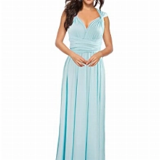 EMMA Damen Sexy Elgant V-Ausschnitt Rückenfrei Gefaltet Plisse Abendkleider Ärmellos Schulterfrei Cocktailkleid Abschluss Bandage Rücken Kreuz Brautjunfer Langes Sommer Party Kleid(LB,M)