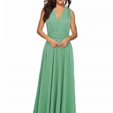 EMMA Damen Sexy Elgant V-Ausschnitt Rückenfrei Gefaltet Plisse Abendkleider Schulterfrei Cocktailkleid Abschluss Bandage Rücken Kreuz, M, Hellgrün