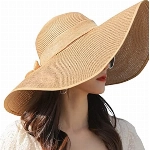 ericotry Faltbarer Schlapphut für Damen, breite Krempe, Sommer, Strand, Sonnenhut, große Krempe, Garten, Strand, Sonnenhut, großer Sommer, Sonnenhut, Strohkappe, Party, Garten, Reisen (Khaki)