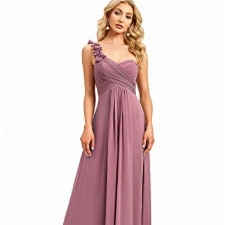 Ever-Pretty Damen Abendkleid One Shoulder A-Linie Empire Chiffon Lang Partykleider Orchidee 38EU
