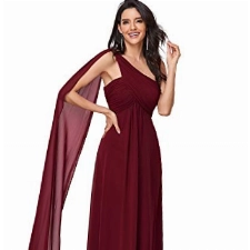 Ever-Pretty Damen Lange One Shoulder Chiffon Abendkleider Festkleider Größe 36 Burgundy
