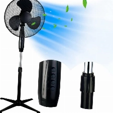 EXTRALINK Standventilator, Ventilator mit 3 Geschwindigkeitsstufen Durchmesser 40 cm Höhenverstellbar, leiser Ventilator, 3 Rotorblätter, Bodenventilator 45W Leistung, Luftkühler Lüfter Schwarz