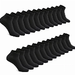 FALARY Sneaker Socken Herren Damen 12 Paar Kurze Halbsocken Baumwolle-Schwarz-39-42