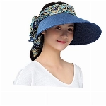 Faltbare Damen Sonnenhut Sommerhut Outdoor Sonnenblende Sonnenschild Strand Anti-UV Hut Schirmmütze mit Klettverschluss