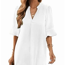 Famulily Damen Hemd Kleider Casual Party Kleider Sundress Midi Kleider Boho Kleid für Frauen Sommer Weiß L