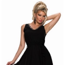 Fashion4Young 5868 Damen ärmelloses Cocktail-Kleid aus Chiffon Abendkleid verfügbar in 4 Farben 2Gr. (S/M 34/36, Schwarz)